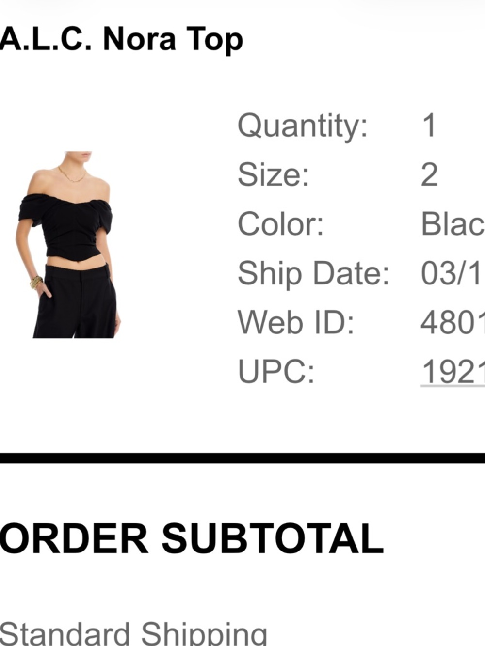 ALC Nora Sz 2 Black Puff-Sleeve Women's Top - Picture 12 of 12